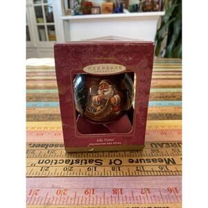 Vintage Hallmark Keepsake Christmas Tree Ornament Jolly Visitor 2001 Box Santa